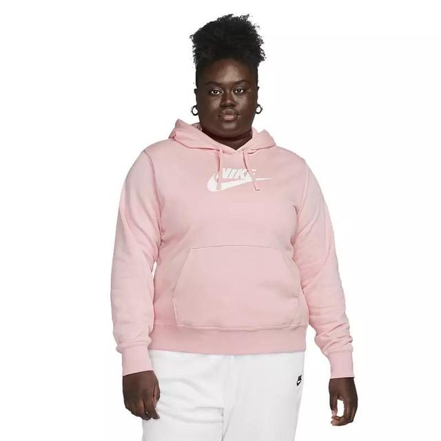 Plus Size Nike Sportwear Club Fleece Hoodie, Womens Pink Product Image