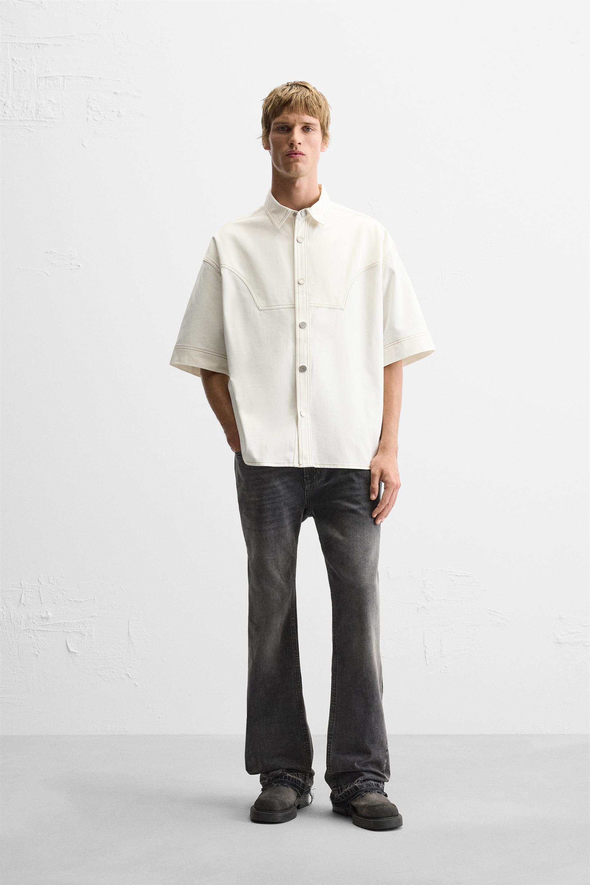 COTTON - LYOCELL TOPSTITCHING SHIRT Product Image