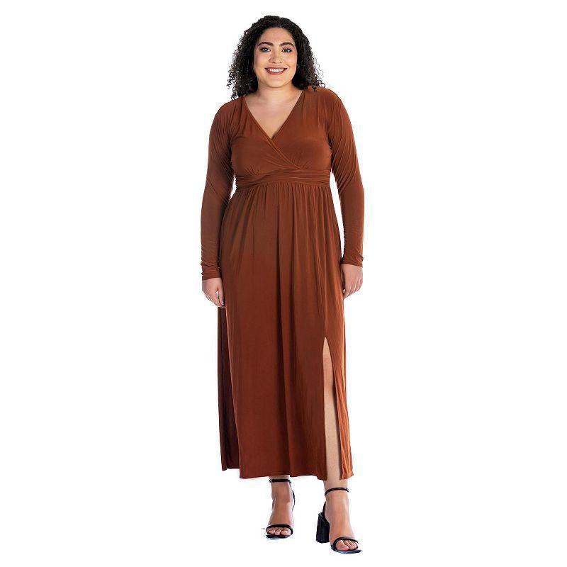 24seven Comfort Apparel Plus Long Sleeve Maxi Dress Product Image