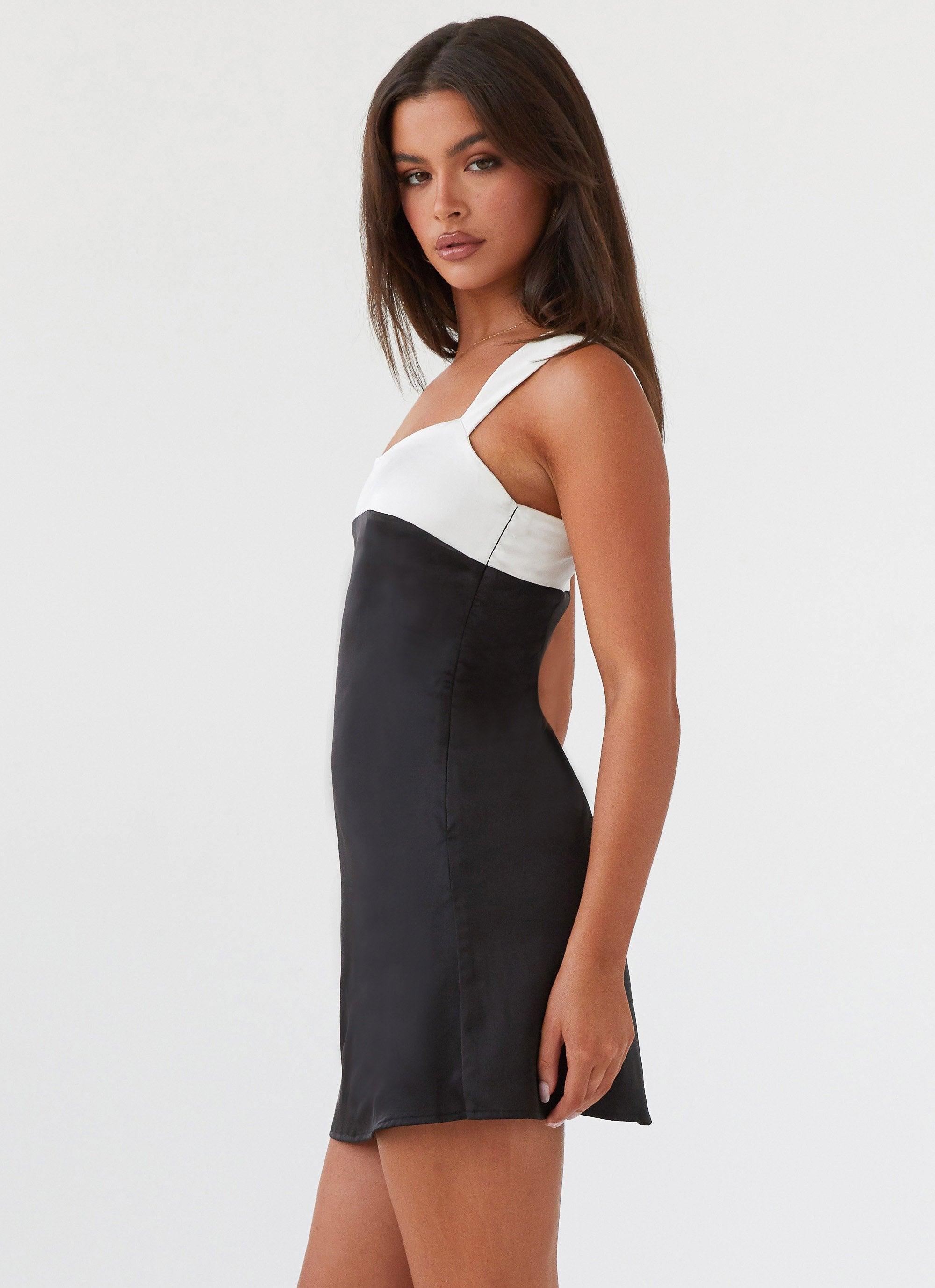 Odette Satin Mini Dress - Onyx Product Image