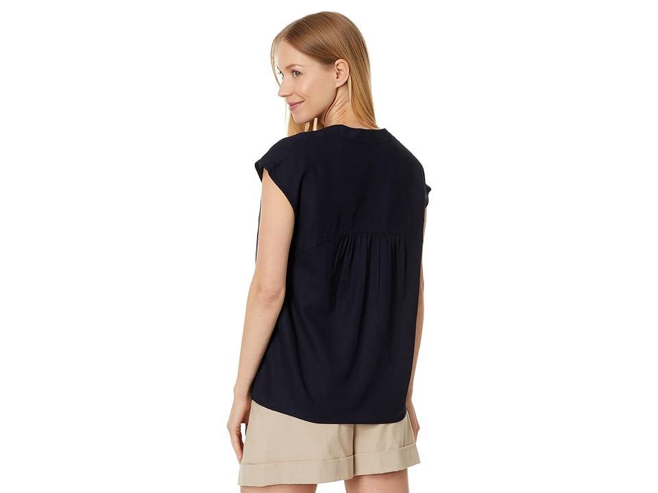 Tommy Hilfiger Short Sleeve Butterfly Popover (Sky Captain) Women's Clothing Product Image