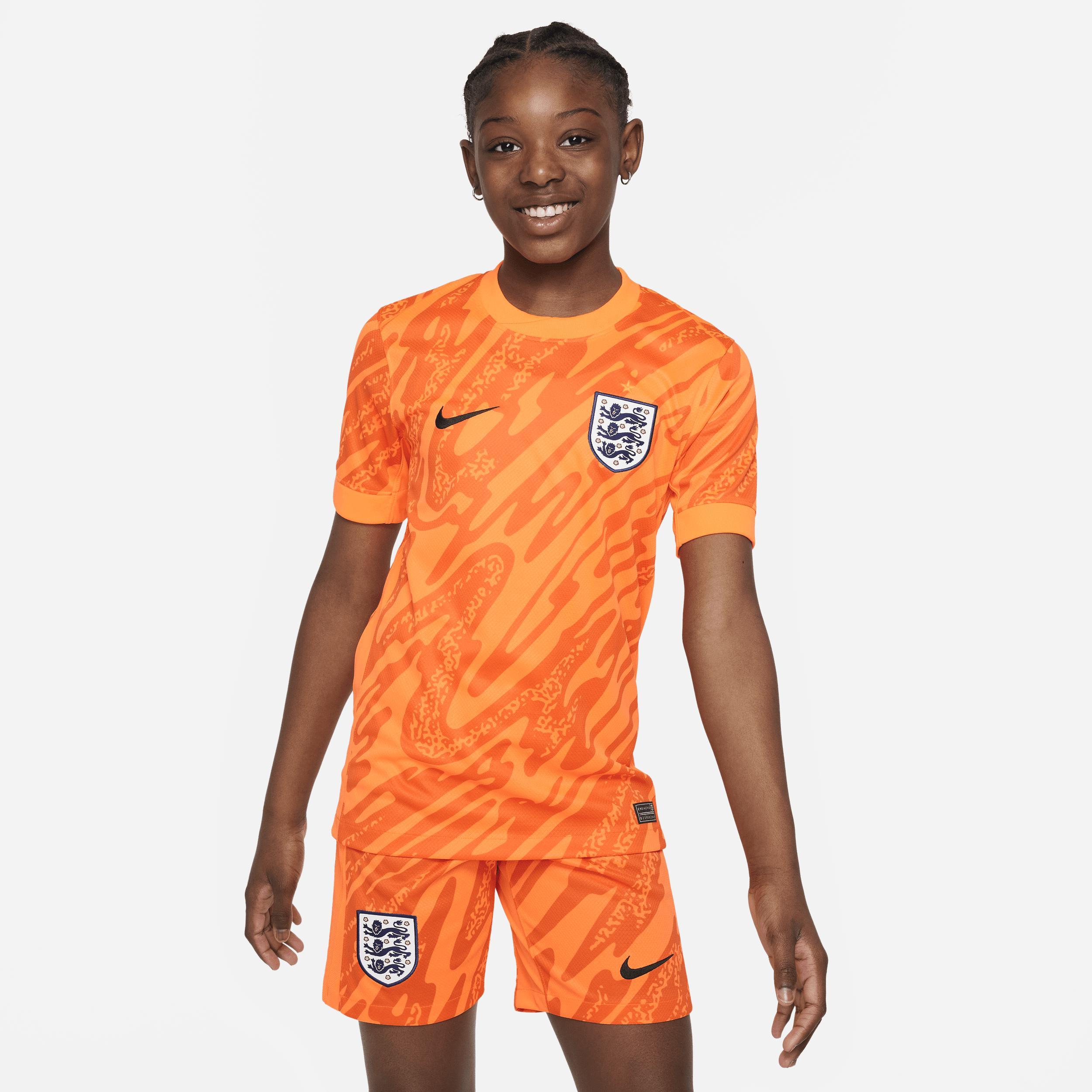 England (Men's Team) 2024/25 Stadium Goalkeeper Big Kids' Nike Dri-FIT Soccer Replica Short-Sleeve Jersey Product Image