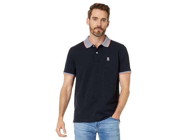 Psycho Bunny Northlake Jersey Polo (Navy/Orange) Men's Short Sleeve Knit Product Image