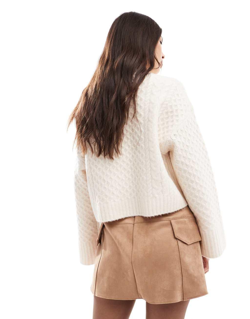 ASOS DESIGN faux suede pocket detail pleated mini skirt in tan Product Image