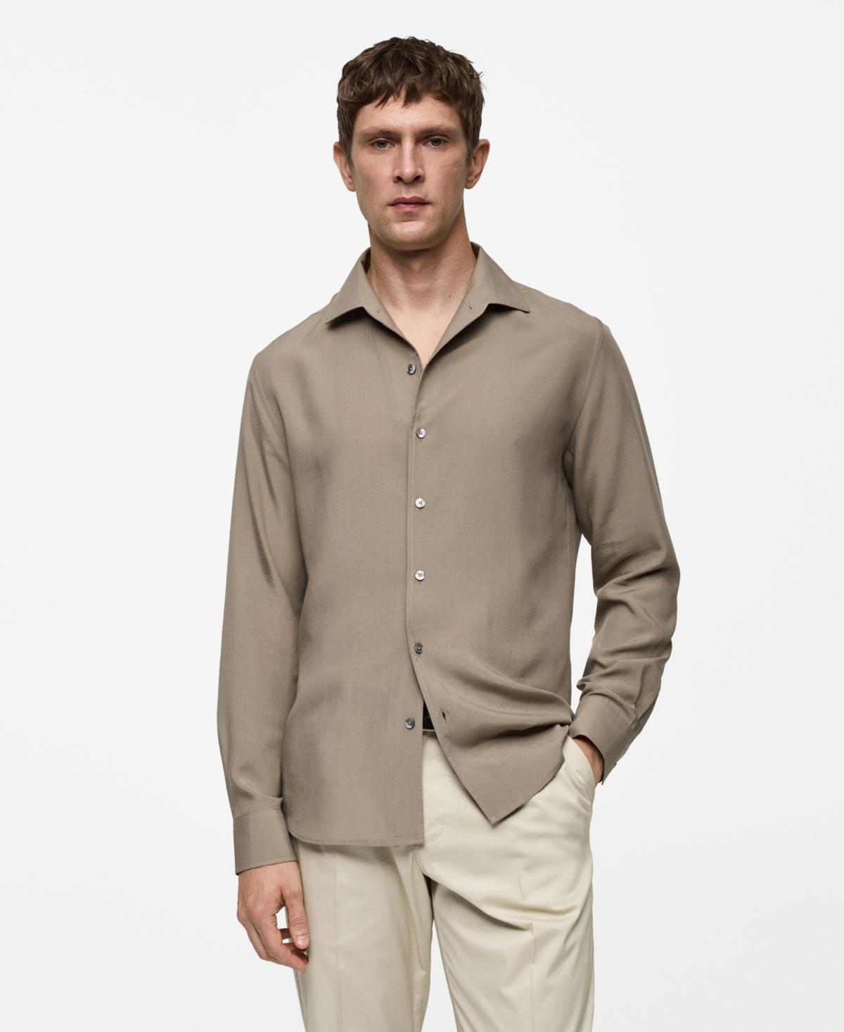 Mango Mens Lyocell Shirt Brown Product Image