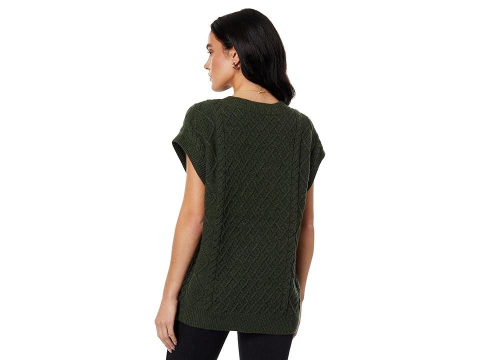 Madewell Cable-Knit V-Neck Sweater Vest (Heather Dark Forest) Women's Sweater Product Image