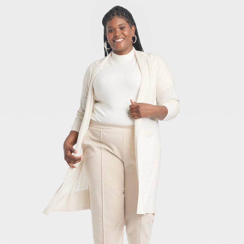 Womens Duster Cardigan - A New Day Oatmeal XXL Product Image