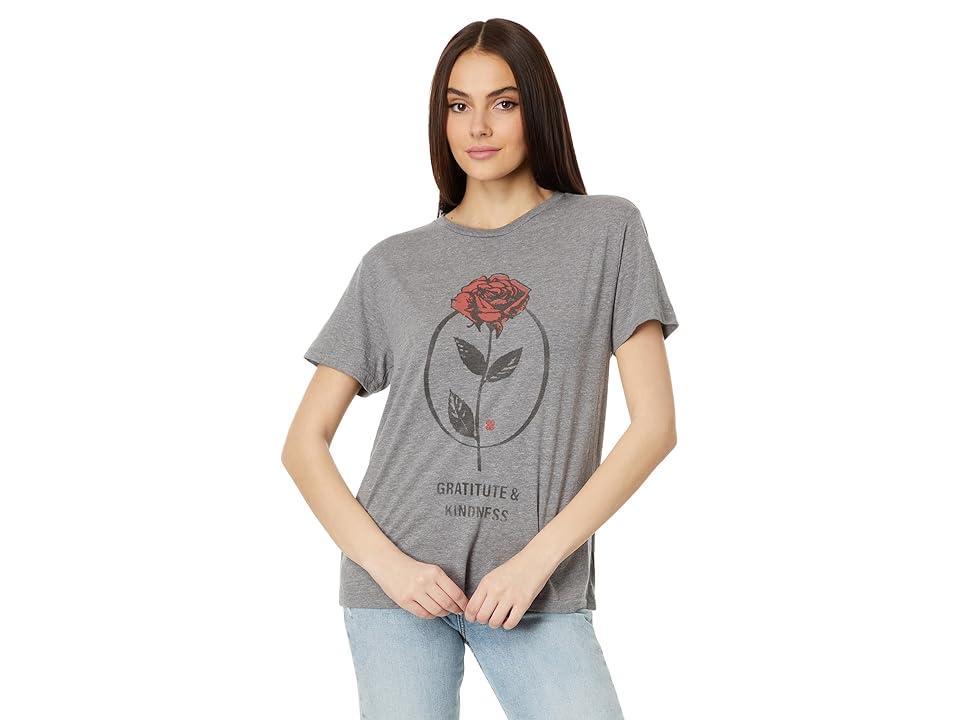 Lucky Brand Gratitude Kindness Boyfriend Tee (Heather Grey) Women's Clothing Product Image