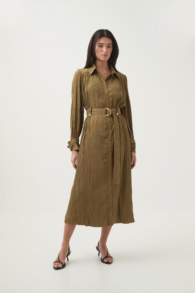 Bays Crushed Pleat Midi Dress Product Image