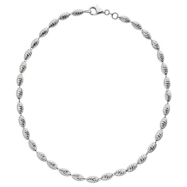 Sterling Silver Puff Oval Link Necklace, Womens Product Image