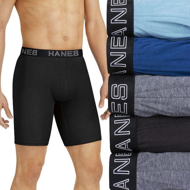 Mens Hanes Ultimate Total Support Pouch ComfortFlex Fit 4-pack + 1 Bonus Long Leg Boxer Briefs Product Image