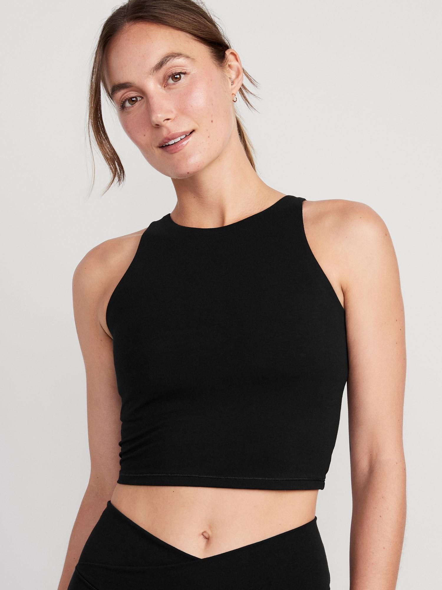 Old Navy Light Support PowerChill Longline Sports Bra Tank for Women - Black - female - Size: XXL Product Image