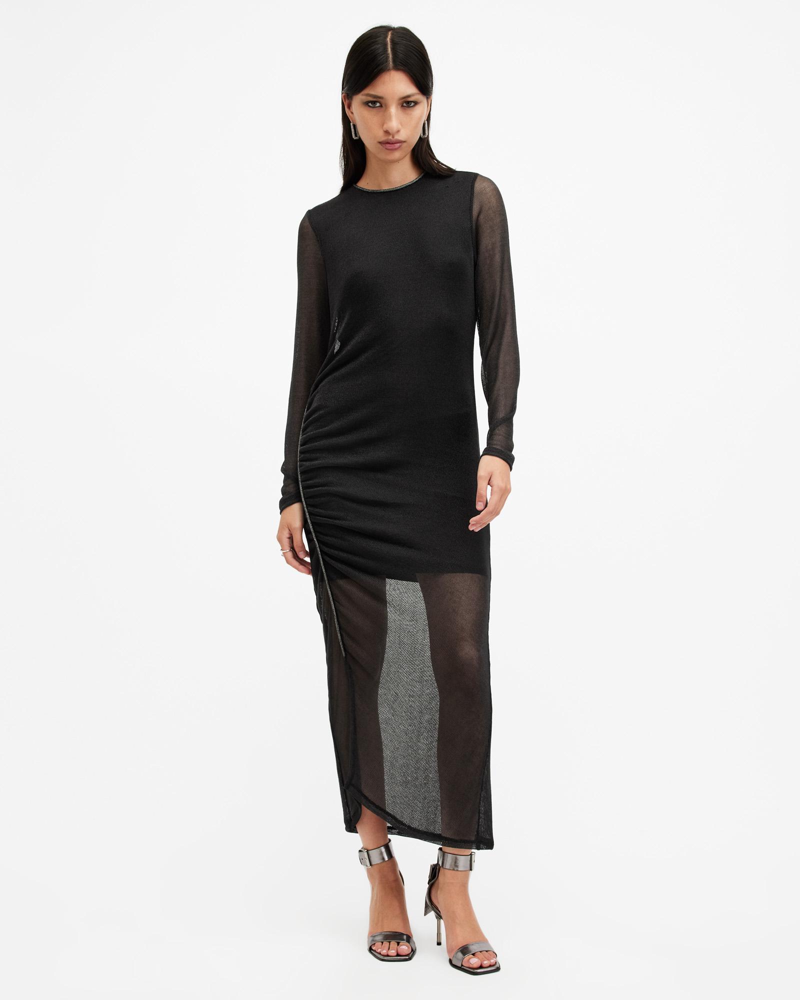 ALLSAINTS Edana Lace Dress In Black Shimmer Product Image