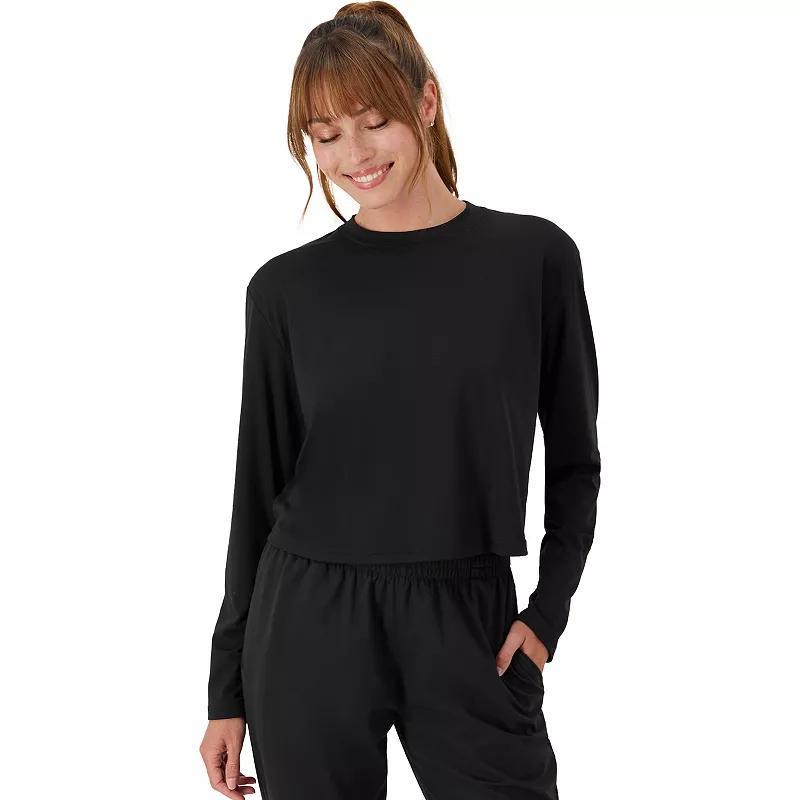 Hanes Moves Womens Cropped Long Sleeve T-Shirt Black XS Product Image