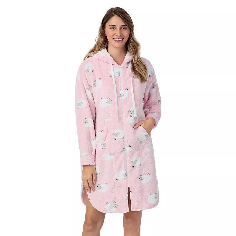 Womens Cuddl Duds Hooded Plush Zip Robe, Womens Product Image