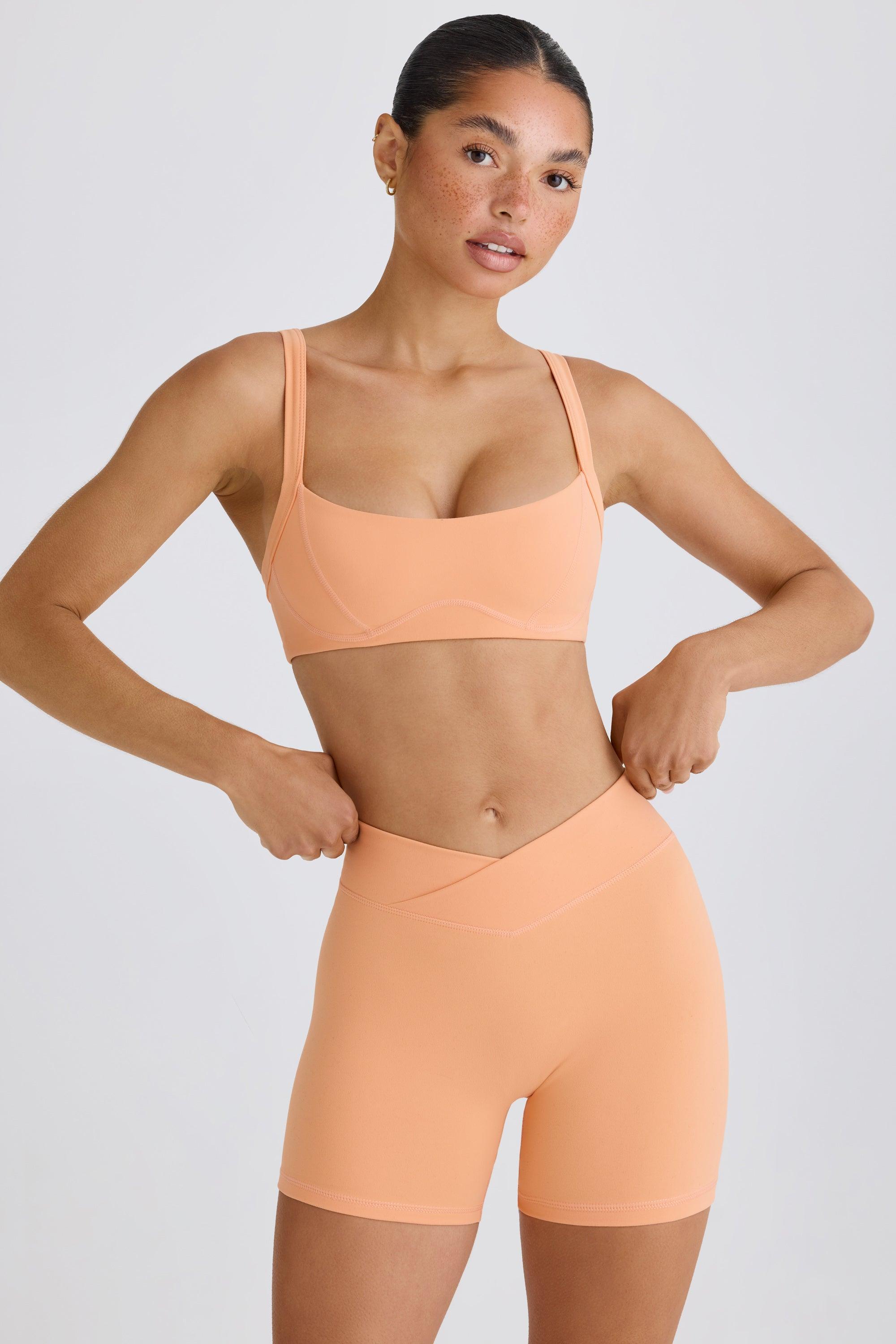 Soft Active Crossover Mini Shorts in Peach Product Image