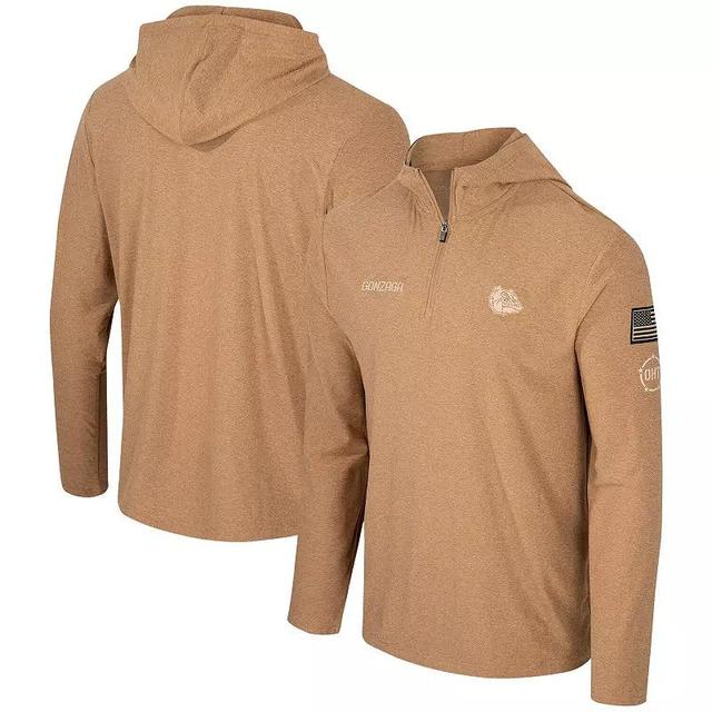 Mens Colosseum Khaki Gonzaga Bulldogs OHT Military Appreciation Cloud Jersey Desert Quarter-Zip Pullover Product Image