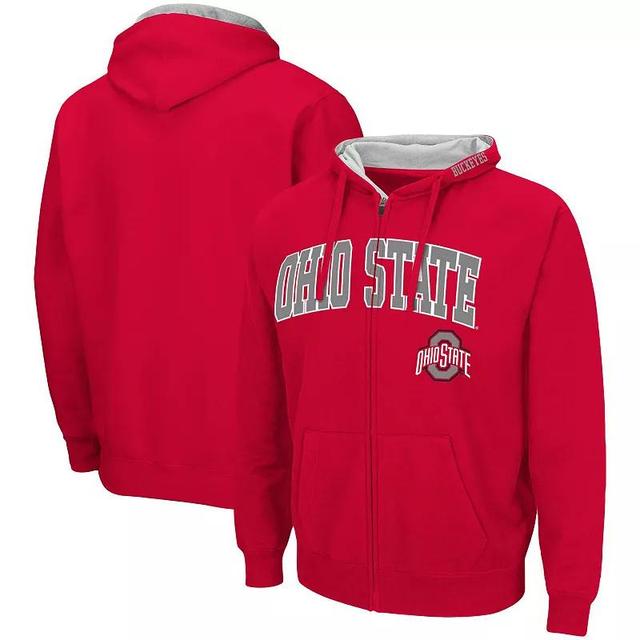 Mens Colosseum Scarlet Ohio State Buckeyes Logo Full-Zip Hoodie Product Image