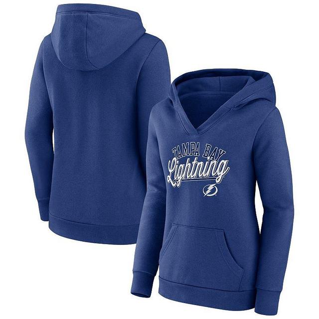 Womens Fanatics Branded Blue Tampa Bay Lightning Simplicity Crossover V-Neck Pullover Hoodie Product Image