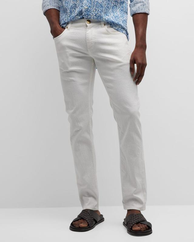 Mens Tonal Jacquard Denim Jeans Product Image