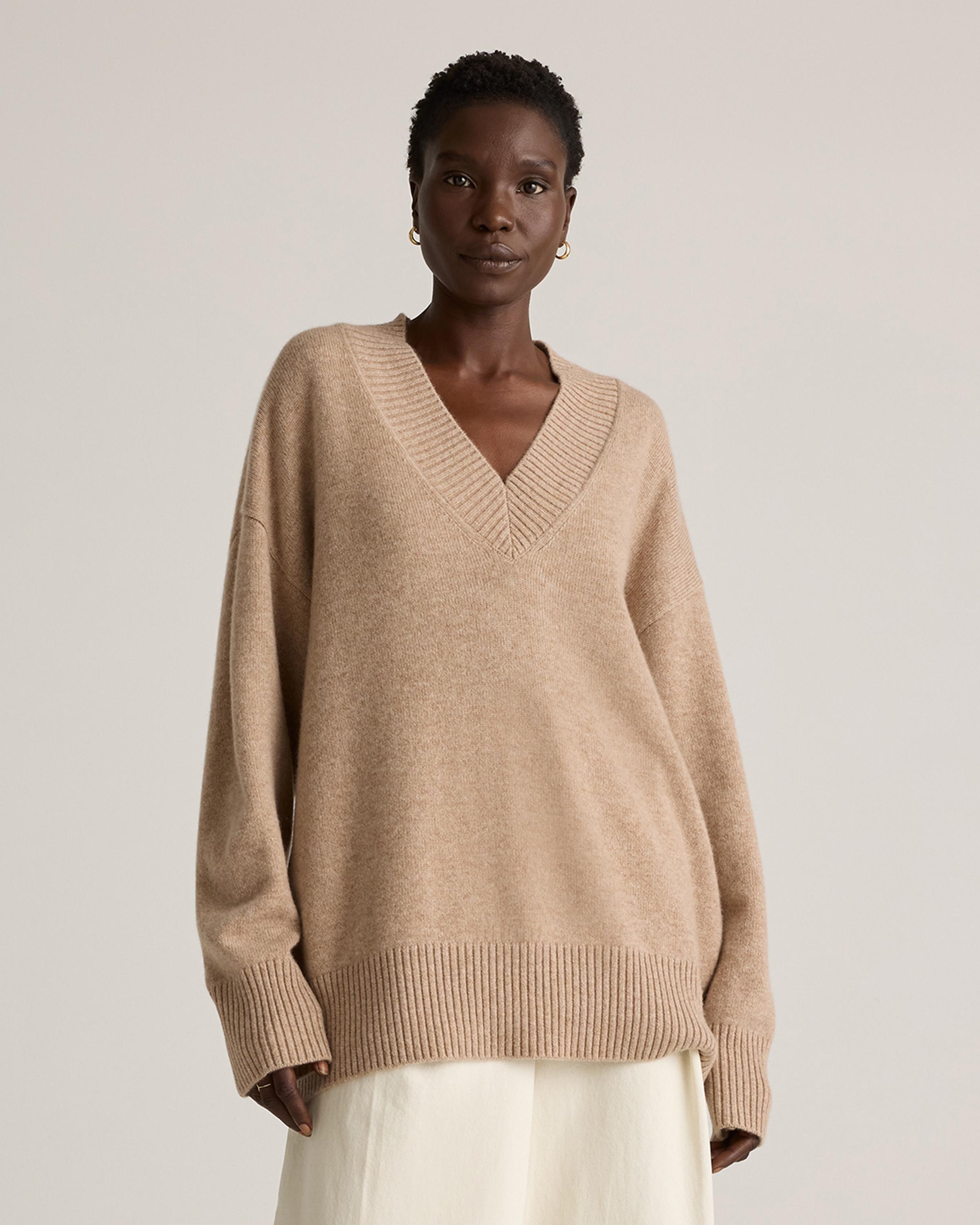 Mongolian Cashmere Oversized V-Neck Sweater	 Product Image