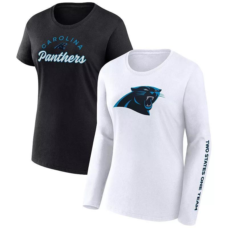 Womens Fanatics Branded Black/White Carolina Panthers Short & Long Sleeve T-Shirt Combo Pack Product Image