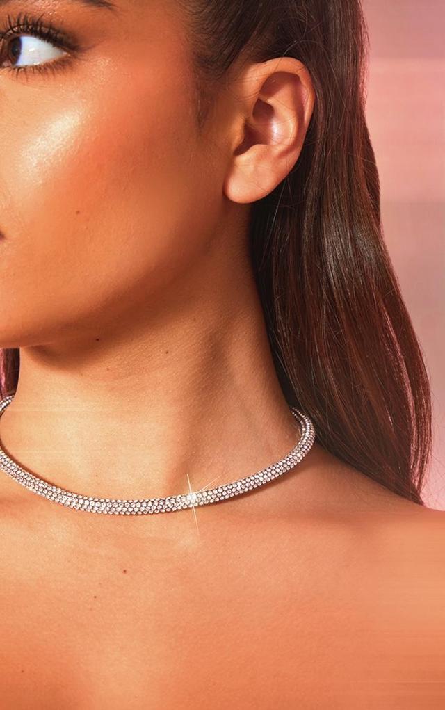 Silver Diamante Tube Choker Product Image