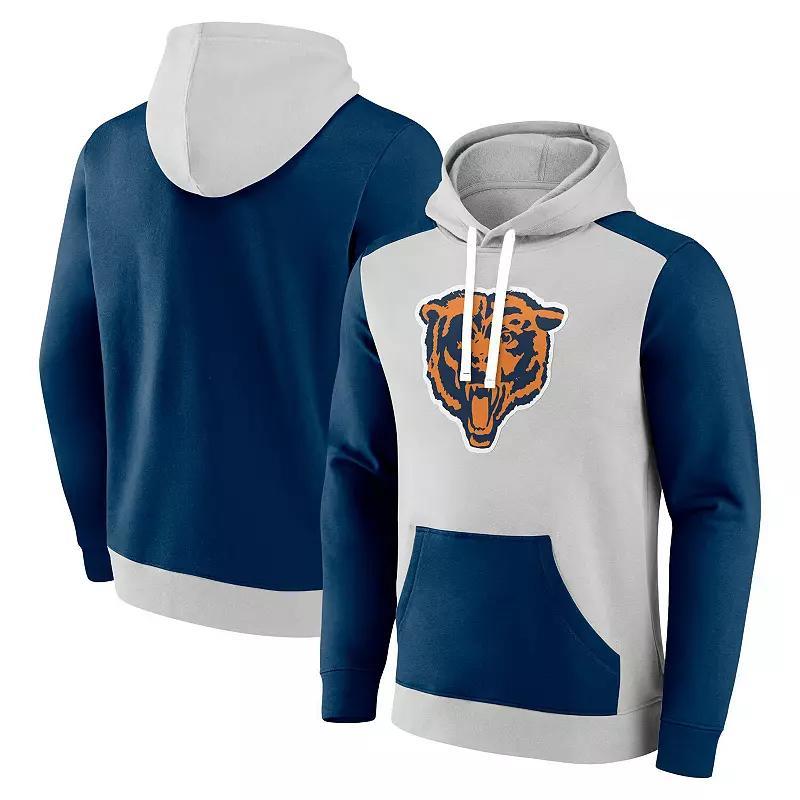 Mens Fanatics Branded Gray/Navy Chicago Bears Gridiron Classics Lost Step Pullover Hoodie Product Image