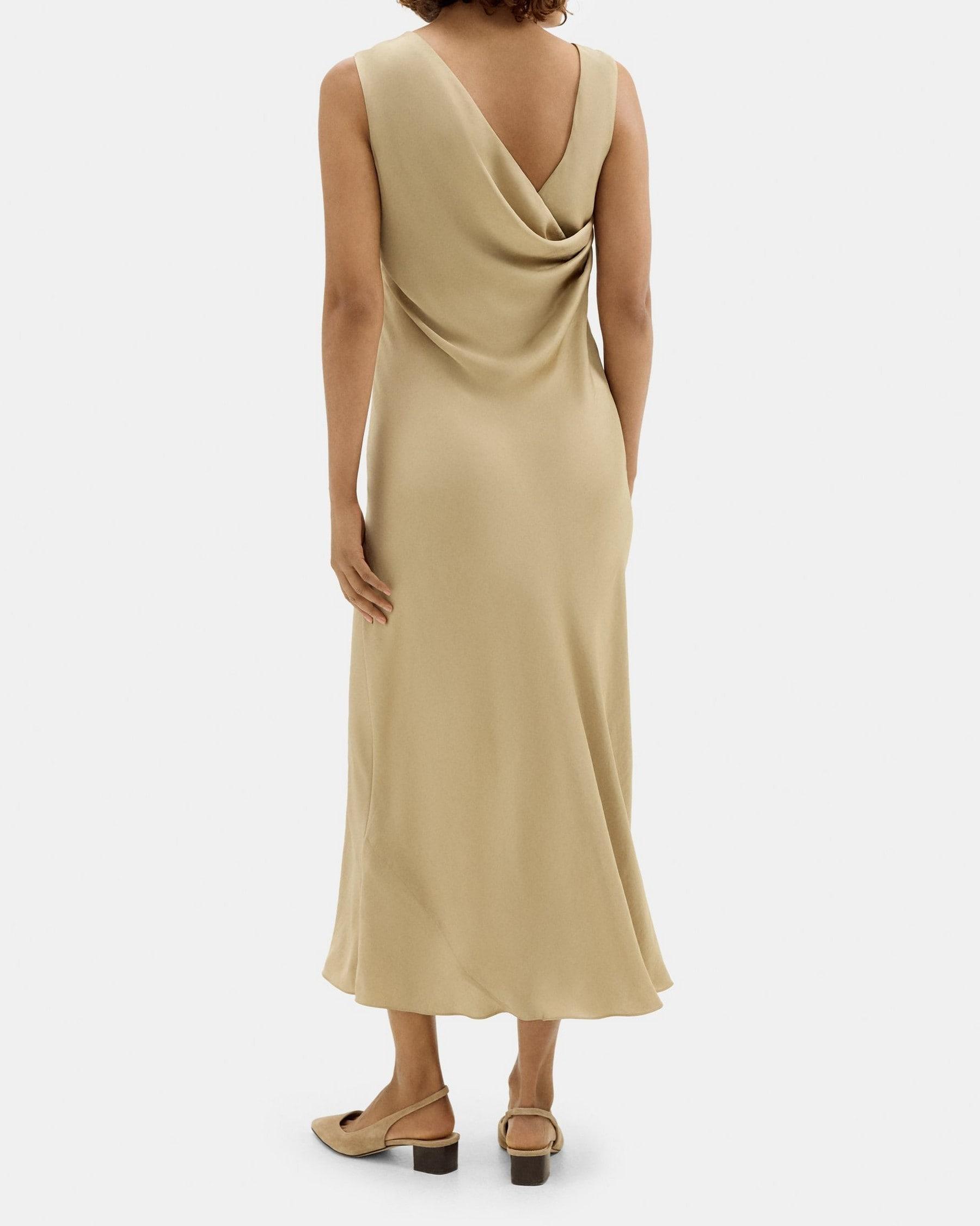 Cowl Back Dress in Crushed Satin Product Image