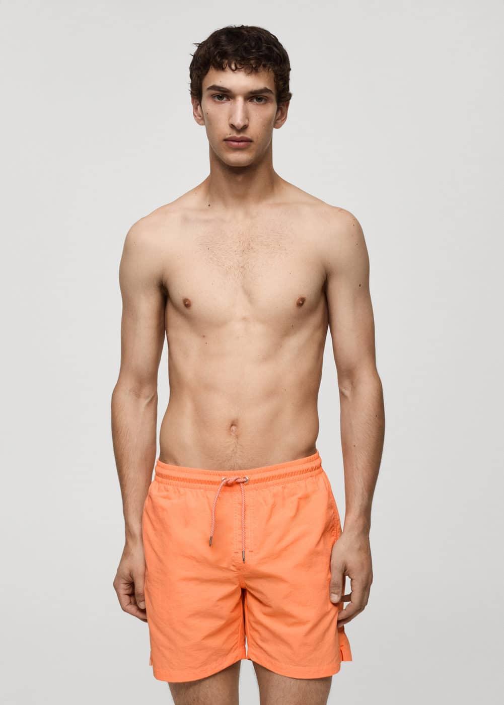 MANGO MAN - Plain lace swimsuit neon orangeMen Product Image