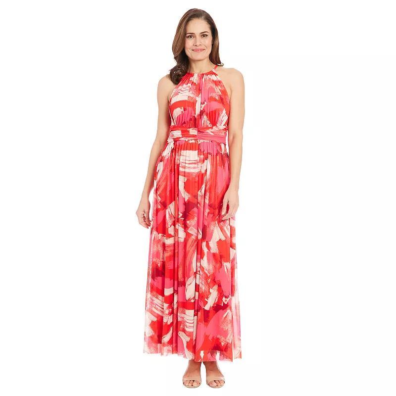 Womens London Times Floral Halter Ruched Maxi Dress Product Image