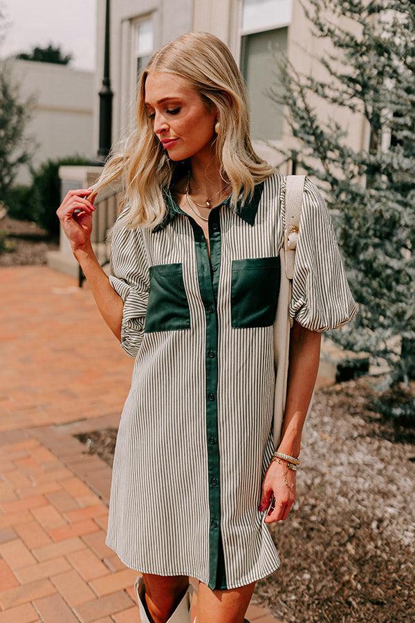 Country Club Cutie Button Down Mini Dress in Deep Forest Product Image