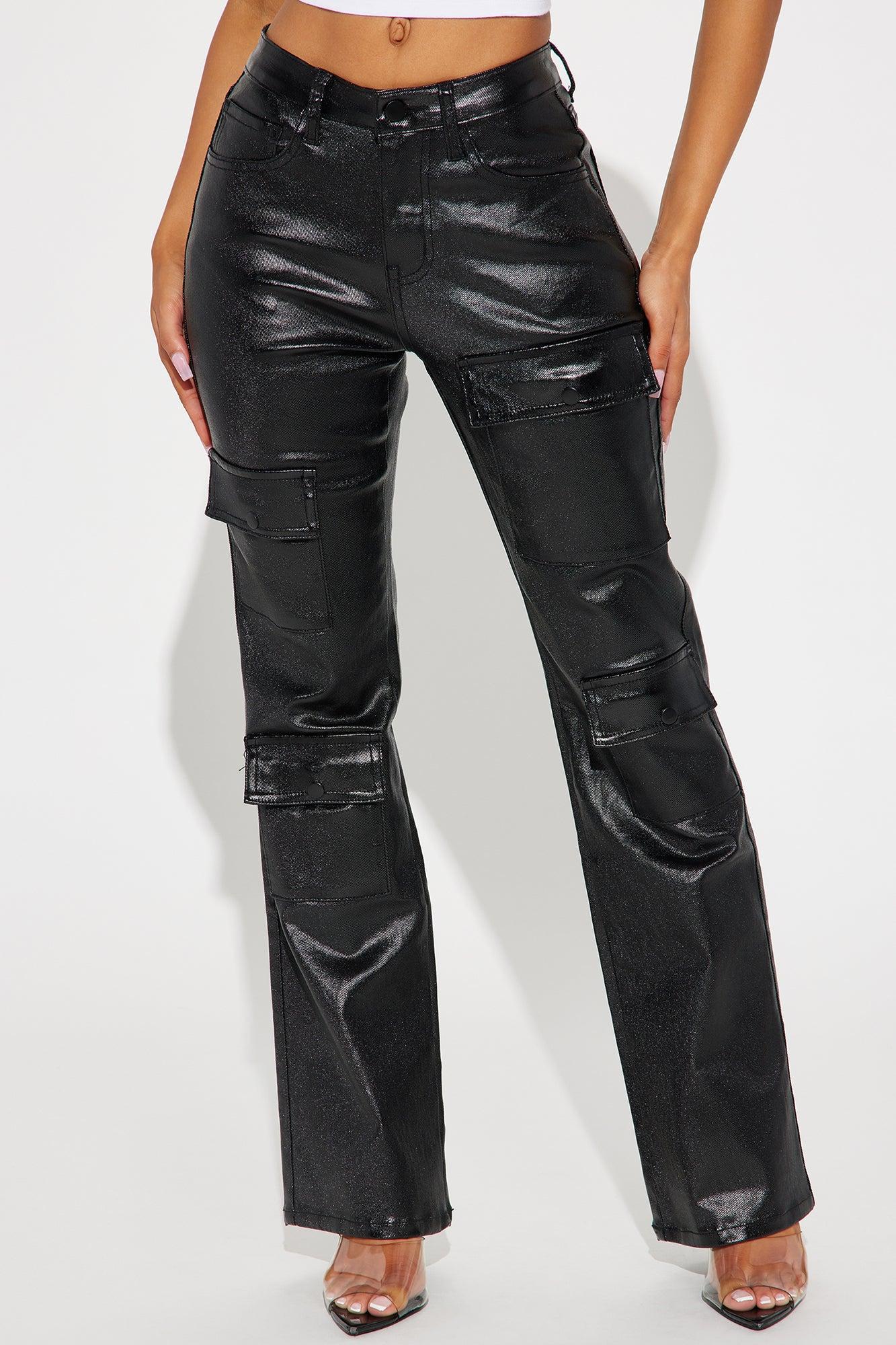 Nothin' Better Faux Leather Cargo Pant - Black Product Image