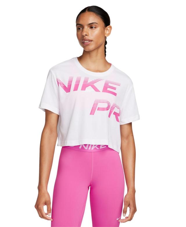 Nike Womens Pro Dri-fit Graphic Short-Sleeve Cropped Top Product Image