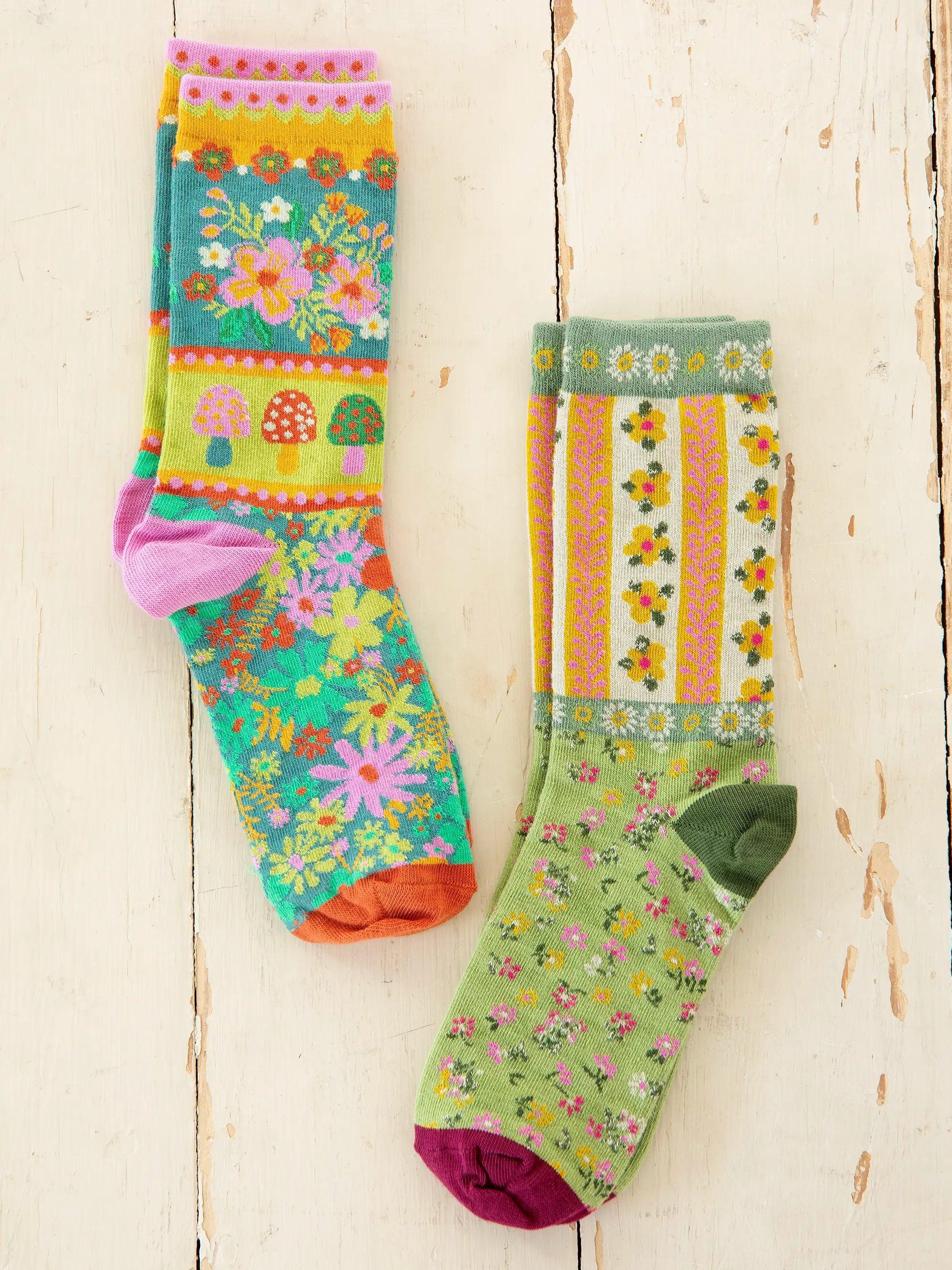 Boho Sock Set, Set of 2 - Floral Mushroom Product Image