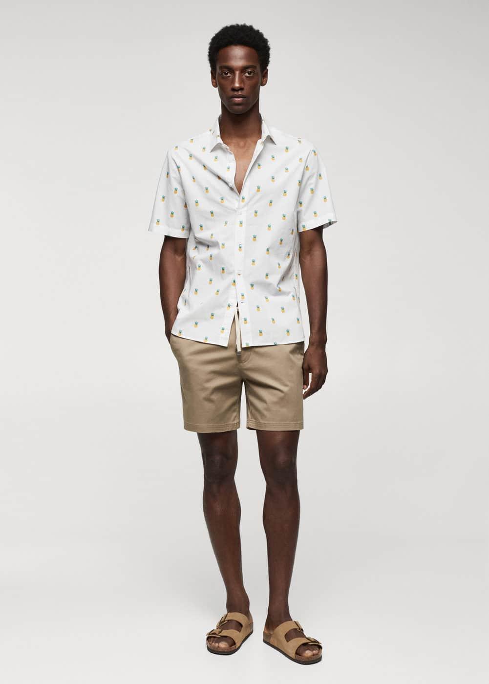 MANGO MAN - 100% cotton shirt with pineapple print whiteMen Product Image