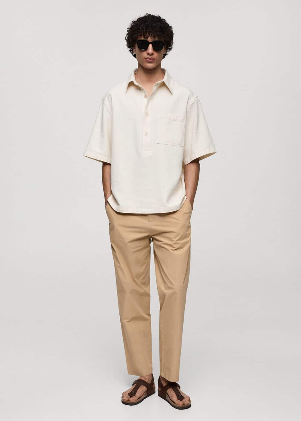 Mango Mens Drawstring Cotton Trousers Product Image