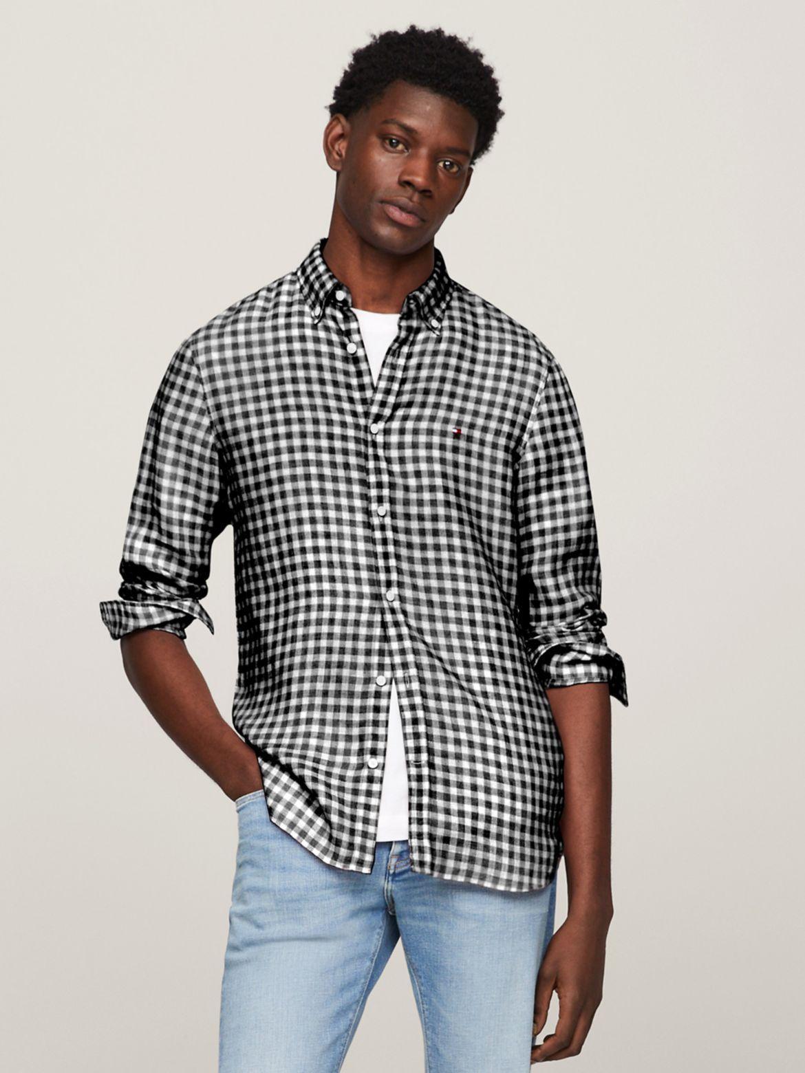 Tommy Hilfiger Men's Slim Fit Linen Gingham Shirt Product Image