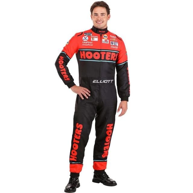 HalloweenCostumes.com M  Men  Adult NASCAR Chase Elliott Hooters Uniform - Men's Official Racing Jumpsuit for Halloween, White/Black/Orange Product Image