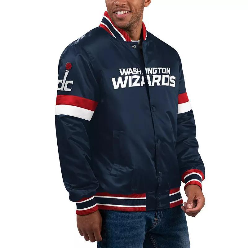 Mens Starter Navy Washington Wizards Home Game Satin Full-Snap Varsity Jacket Wiz Blue Product Image