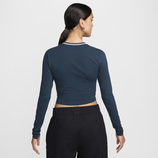 Womens Nike Sportswear Chill Knit Slim Long-Sleeve Cropped Graphic Tee Product Image