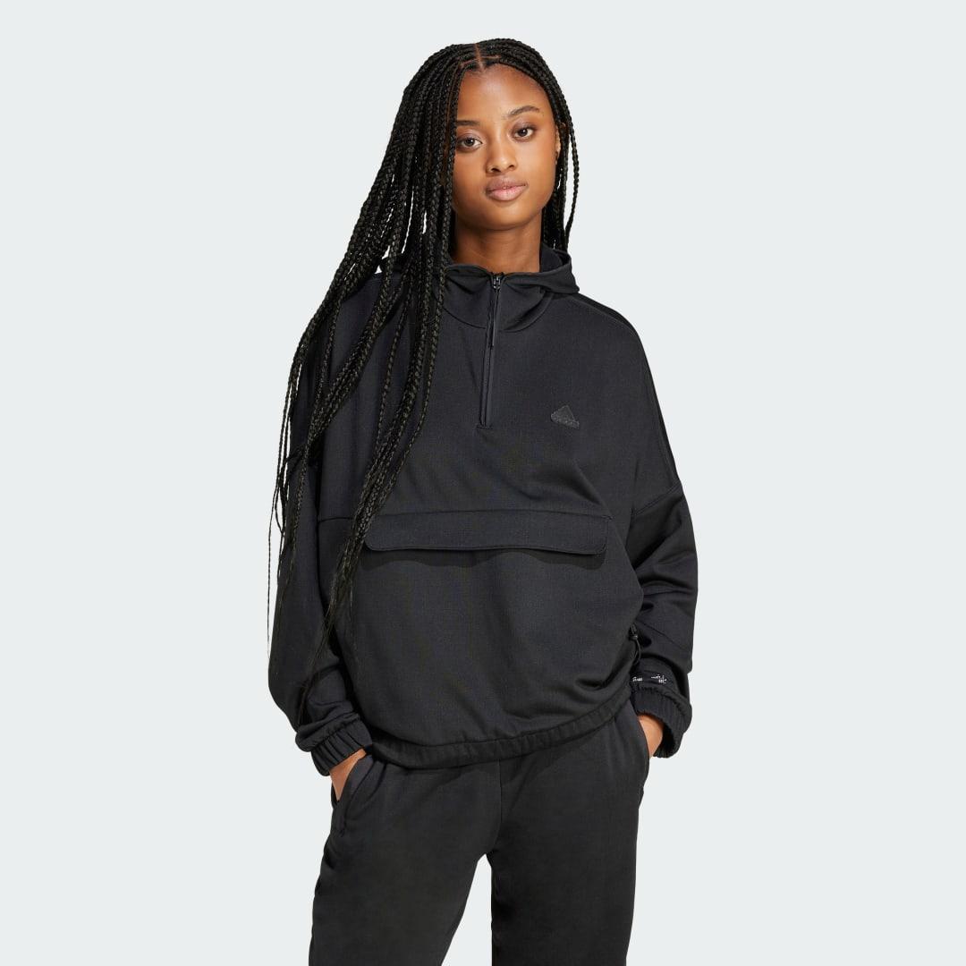 adidas City Escape Fleece Hoodie Black XS Womens Product Image