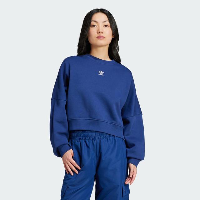 adidas Essentials Crew Fleece Sweatshirt Dark Blue 2XS Womens Product Image