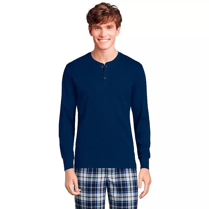 Big & Tall Lands End Knit Ribbed Pajama Henley, Mens Product Image