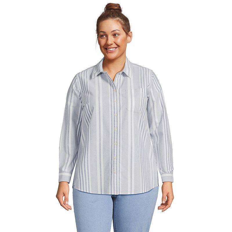 Petite Lands End Long Sleeve Button-Down Oxford Shirt, Womens Product Image