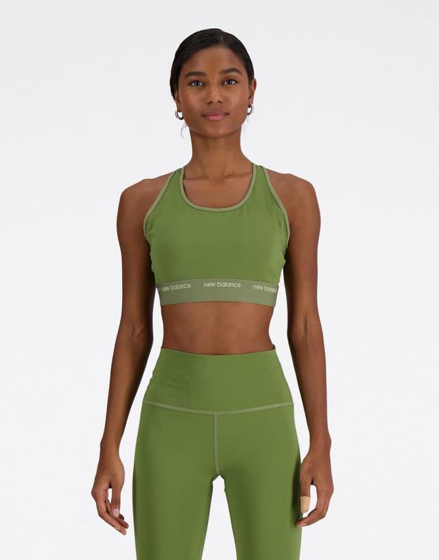 New Balance sport sleek medium support sports bra in khaki Product Image