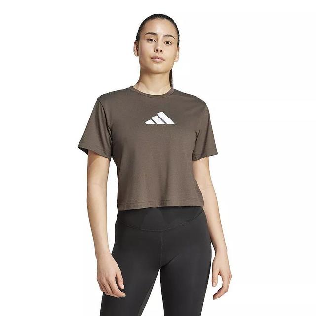 Womens adidas Train Essentials Big Logo Performance Training Tee Shadow Green Product Image