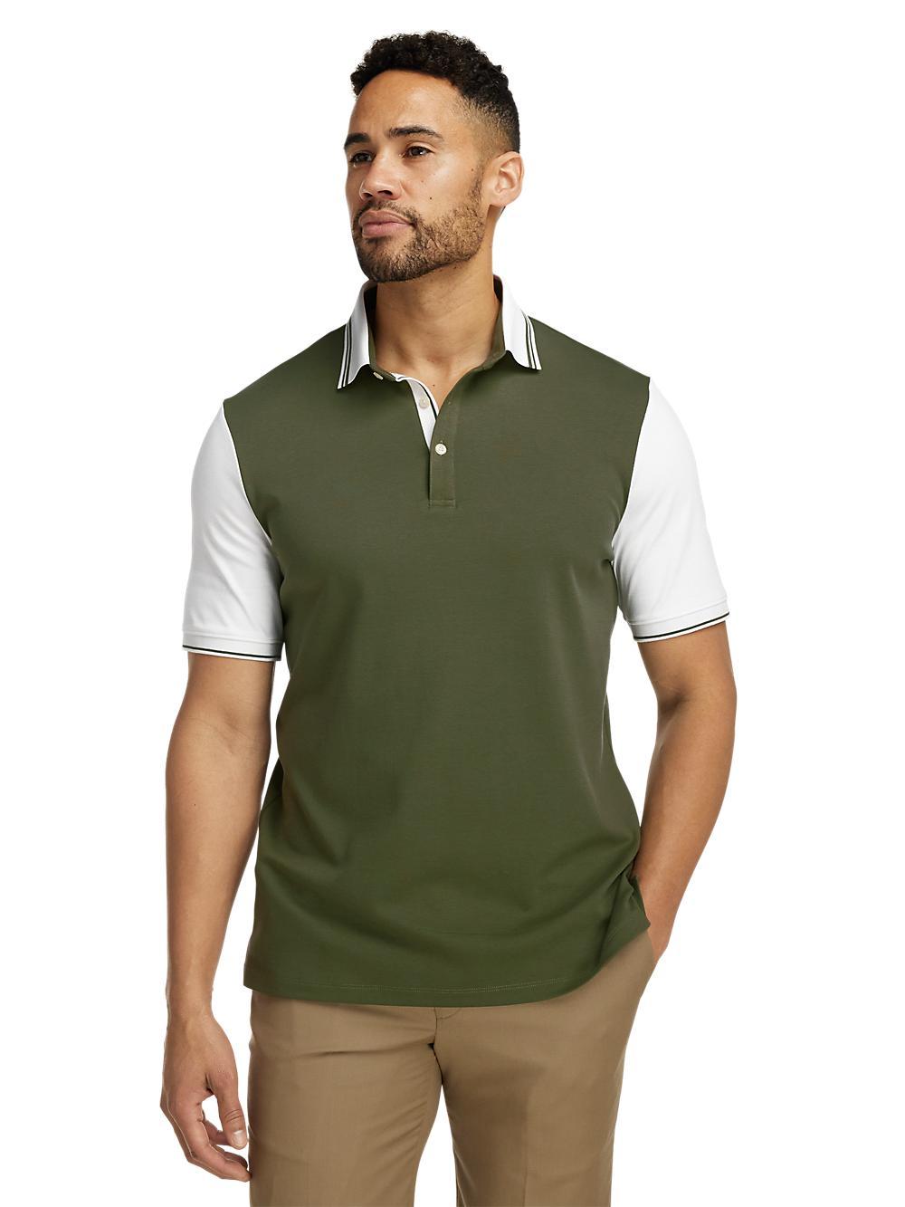 Cotton Three Button Polo - Olive Product Image