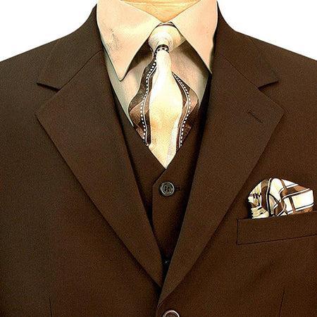 Avalon Collection - Regular Fit Men's Suit 3 Button 3 Piece Brown Male Product Image