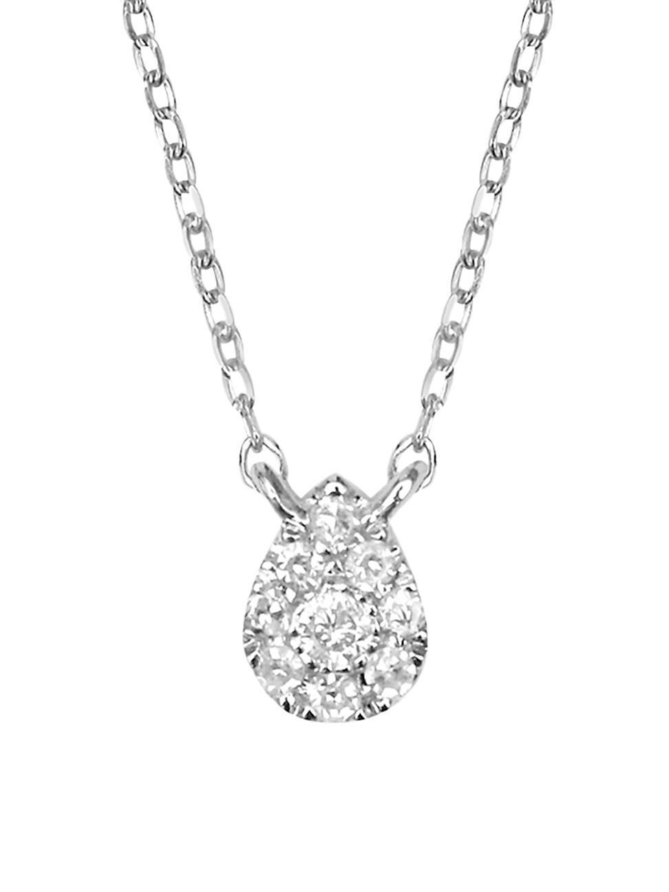 Womens Magic Touch 18K White Gold & Diamond Pear Pendant Necklace Product Image